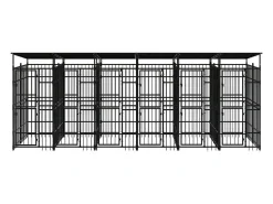 Canil/gaiola externa para animais de estimação com cobertura para cães aço 11,06 m² preto 02_0041733
