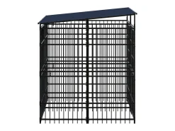 Canil/gaiola externa para animais de estimação com cobertura para cães aço 3,69 m² preto 02_0041757