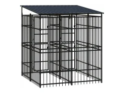 Canil/gaiola externa para animais de estimação com cobertura para cães aço 3,69 m² preto 02_0041757