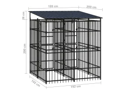 Canil/gaiola externa para animais de estimação com cobertura para cães aço 3,69 m² preto 02_0041757