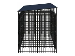 Canil/gaiola/recinto externo para animais de estimação com cobertura para cães aço 9,22 m² preto 02_0041772