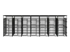 Canil/gaiola/recinto externo para animais de estimação com cobertura para cães aço 12,9 m² preto 02_0041738