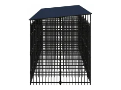Canil/gaiola/recinto externo para animais de estimação com cobertura para cães aço 12,9 m² preto 02_0041738