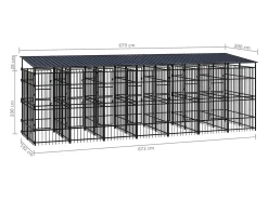 Canil/gaiola/recinto externo para animais de estimação com cobertura para cães aço 12,9 m² preto 02_0041738