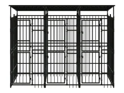 Canil/gaiola/recinto externo para animais de estimação com cobertura para cães aço 5,53 m² preto 02_0041761