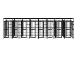 Canil/gaiola/recinto externo para animais de estimação com cobertura para cães aço 14,75 m² preto 02_0041741