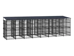 Canil/gaiola/recinto externo para animais de estimação com cobertura para cães aço 14,75 m² preto 02_0041741