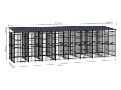 Canil/gaiola/recinto externo para animais de estimação com cobertura para cães aço 14,75 m² preto 02_0041741