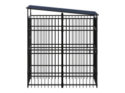 Canil/gaiola/recinto externo para animais de estimação com cobertura para cães aço 1,84 m² preto 02_0041729