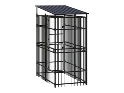 Canil/gaiola/recinto externo para animais de estimação com cobertura para cães aço 1,84 m² preto 02_0041729