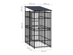 Canil/gaiola/recinto externo para animais de estimação com cobertura para cães aço 1,84 m² preto 02_0041729