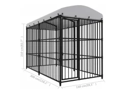 Canil/gaiola/recinto externo para animais de estimação com cobertura para cães 300 x 150 x 210 cm preto 02_0041728