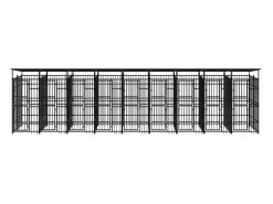 Canil/gaiola/recinto externo para animais de estimação com cobertura para cães aço 16,59 m² preto 02_0041747