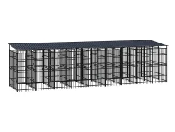 Canil/gaiola/recinto externo para animais de estimação com cobertura para cães aço 16,59 m² preto 02_0041747