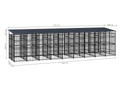 Canil/gaiola/recinto externo para animais de estimação com cobertura para cães aço 16,59 m² preto 02_0041747