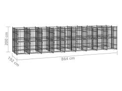 Canil/gaiola/recinto externo para cães aço 16,59 m² preto 02_0041801