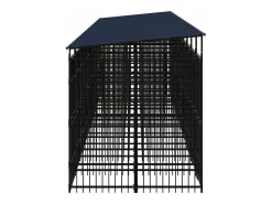 Canil/gaiola/recinto externo para animais de estimação com cobertura para cães aço 18,43 m² preto 02_0041751