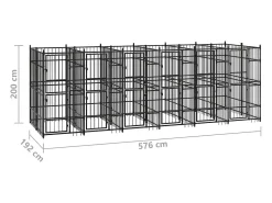 Canil/gaiola/recinto externo para cães aço 11,06 m² preto 02_0041778