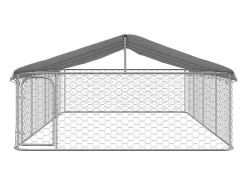 Canil/gaiola/recinto para animais de estimação para uso externo com cobertura 600 x 300 x 150 cm Prata 02_0041912