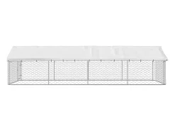 Canil/gaiola/recinto para animais de estimação para uso externo com cobertura 600 x 300 x 150 cm Prata 02_0041912