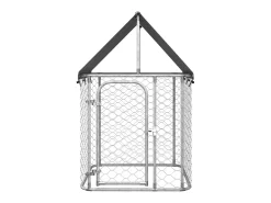 Canil/gaiola/recinto para animais de estimação para uso externo com cobertura 100 x 100 x 150 cm Prata 02_0041904