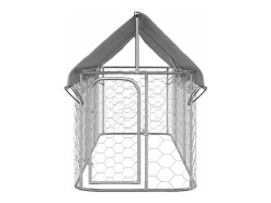 Canil/gaiola/recinto para animais de exterior com cobertura 400 x 100 x 150 cm Prateado 02_0041909