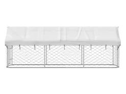 Canil/gaiola/recinto para animais de exterior com cobertura 400 x 100 x 150 cm Prateado 02_0041909