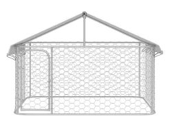 Canil/gaiola/recinto para animais de estimação para uso externo com cobertura 200 x 200 x 150 cm Prata 02_0041907