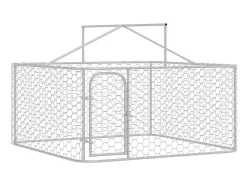 Canil/gaiola/recinto para animais de estimação para uso externo com cobertura 200 x 200 x 150 cm Prata 02_0041907