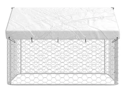 Canil/gaiola/recinto para animais de estimação para uso externo com cobertura 200 x 200 x 150 cm Prata 02_0041907