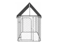 Canil/gaiola/recinto para animais de estimação para uso externo com cobertura 200 x 100 x 150 cm Prata 02_0041906