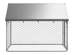 Canil/gaiola/recinto para animais de estimação para uso externo com cobertura 200 x 100 x 150 cm Prata 02_0041906