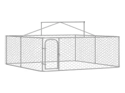 Canil/gaiola/recinto para animais de exterior com cobertura 300 x 300 x 150 cm Prateado 02_0041908