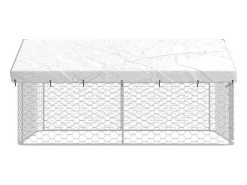 Canil/gaiola/recinto para animais de exterior com cobertura 300 x 300 x 150 cm Prateado 02_0041908