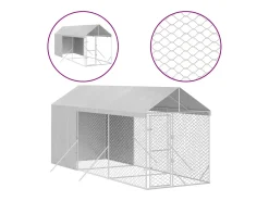 Canil/gaiola/recinto/kit para animais de exterior com telhado prateado 2 x 6 x 2,5 m Prata 02_0041897