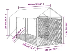 Canil/gaiola/recinto/kit para animais de exterior com telhado prateado 2 x 6 x 2,5 m Prata 02_0041897