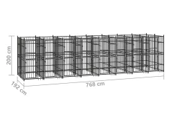 Canil/gaiola/recinto/pacote para cães de exterior aço 14,75 m² preto 02_0041792