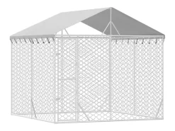 Canil/gaiola/recinto/pacote para animais de exterior com telhado prateado 3 x 3 x 2,5 m Prata 02_0041899