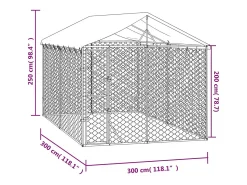Canil/gaiola/recinto/pacote para animais de exterior com telhado prateado 3 x 3 x 2,5 m Prata 02_0041899