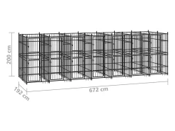 Canil/gaiola/recinto/pacote para cães de exterior aço 12,9 m² preto 02_0041786