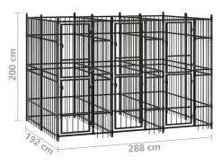 Canil/gaiola/recinto/pacote para cães de exterior aço 5,53 m² preto 02_0041857