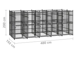 Canil/gaiola/recinto/pacote para cães de exterior aço 9,22 m² preto 02_0041887