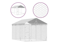 Canil/gaiola/recinto/pacote para animais de exterior com telhado prateado 3 x 4,5 x 2,5 m Prata 02_0041900