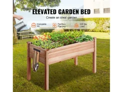Canteiro de Jardim Elevado em Madeira SucceBuy, 120 x 59 x 76 cm para Flores, Legumes e ervas