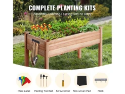 Canteiro de Jardim Elevado em Madeira SucceBuy, 120 x 59 x 76 cm para Flores, Legumes e ervas