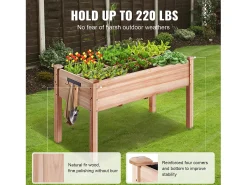 Canteiro de Jardim Elevado em Madeira SucceBuy, 120 x 59 x 76 cm para Flores, Legumes e ervas