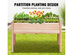 Canteiro de Jardim Elevado em Madeira SucceBuy, 120 x 59 x 76 cm para Flores, Legumes e ervas