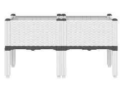 Canteiro elevado para plantas flores pátio jardim com pés 80 x 40 x 42 cm PP branco 02_0038168