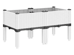 Canteiro elevado para plantas flores pátio jardim com pés 80 x 40 x 42 cm PP branco 02_0038168