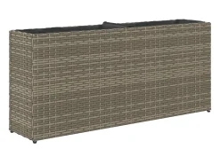Canteiro elevado para plantas e flores ideal para terraços e jardins com 2 vasos 90 x 20 x 40 cm em resina trançada cinza 02_0038083